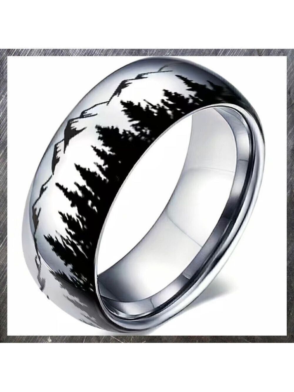 Boho Landscape Mountain and Forest Ring #1139
